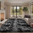 9x12 Ft Extra Large Shag Rugs for Living Room, Tie Dyed Ultra Soft Fluffy Furry Area Rugs for Bedroom Indoor Floor, Aesthetic Carpet for Kids Home Decor (Dark Grey)