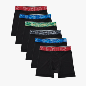 Hanes Boys' Big Performance Tween Boxer Brief Pack, X-Temp Mesh Stretch Underwear, Black, 6-Pack Size M