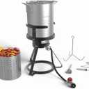 GasOne 30QT Seafood Boil and Turkey Fryer Set with Propane Gas Burner, Perforated Basket  Perfect Outdoor Cooker for Crawfish, Crab, Shrimp, Lobster, and Frying  Complete Outdoor Cooking Kit