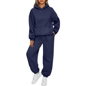 AUTOMET Womens 2 Piece Outfits Lounge Hoodie Sweatsuit Sets Plus Size Fall Fashion Clothes Airport Travel Pants Tracksuits (Small, Navy)