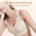 Fit Geno Posture Corrector Bra for Women, Back Support Bra with Supportive Comfort, Wireless Posture Correcting Bra for Older Women & Seniors Beige (Beige, M)