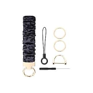 Cute Scrunchie Keychain Wristlet for Women & Men - Stretchy Car Key Holder with D Ring for Gym, Shopping, Travel 2Pack