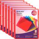 SUQJOY Binder Index Dividers with Tabs, 48 Count 3 Ring Binder Dividers with Pockets, 8 Tab Dividers for 3 Ring Binder, Plastic Sheet Protectors for US Letter Size, 8 Color Tab Dividers,6 Packs
