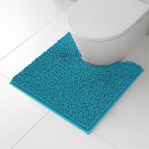 RUN HELIX Toilet Rugs U-Shaped 20x20 Extra Soft Chenille Bath Rugs, PVC Backing Quick Dry, Machine Washable Contour Bathroom Rugs for Toilet Contoured Bath Mats Home Decor Accessories Teal