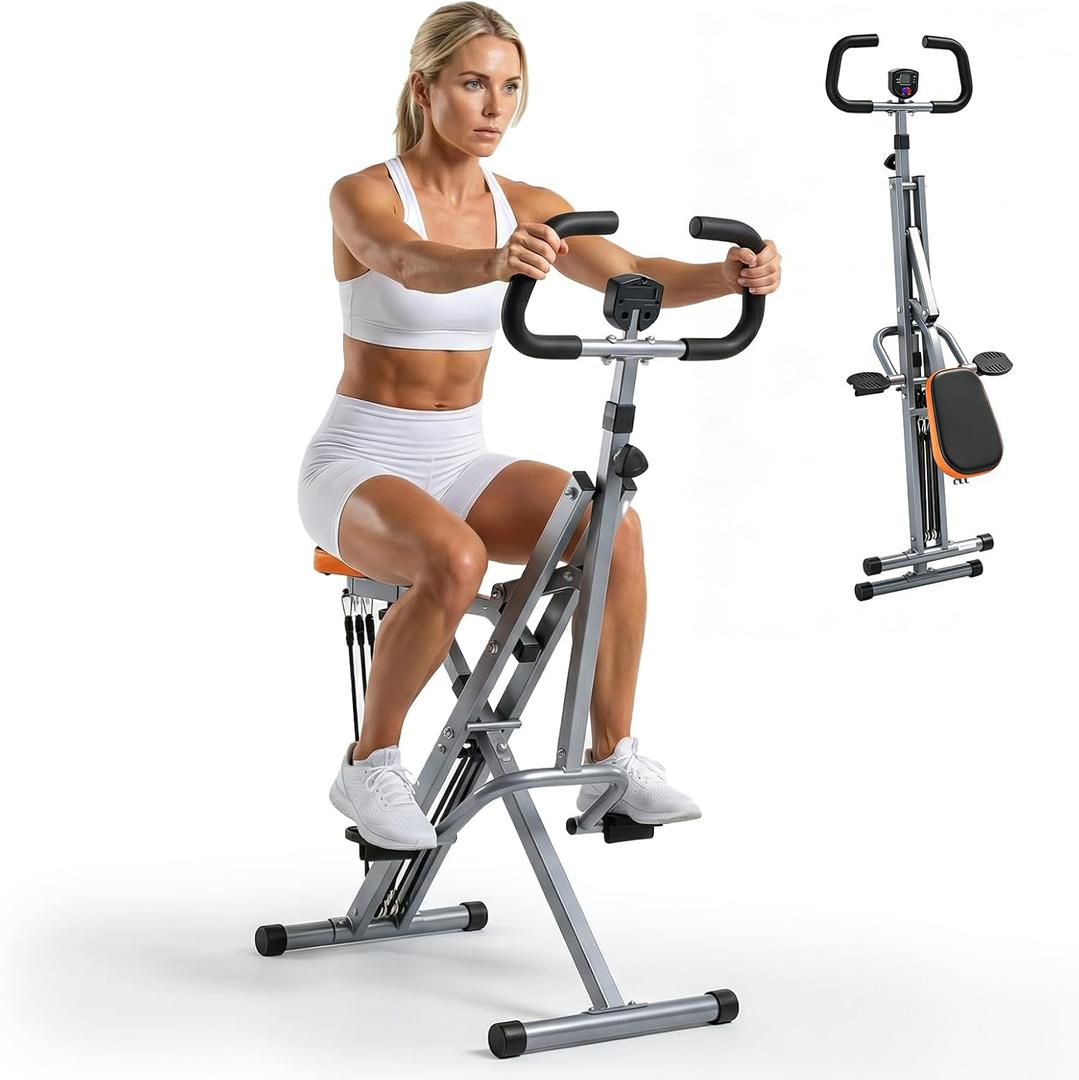 NEWBULIG Squat Machine, 330 LBS Capacity Glute Workout Equipment for Home, Full Body Exercise Rower with Adjustable Resistance, Foldable Glute Exercise Machine