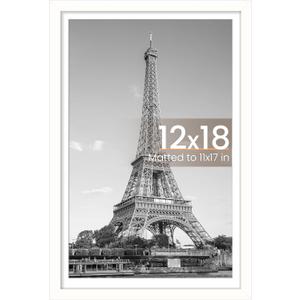 upsimples 12x18 Picture Frame, Display Pictures 11x17 with Mat or 12 x 18 Without, Wall Hanging Poster Frames, White, 1 Pack