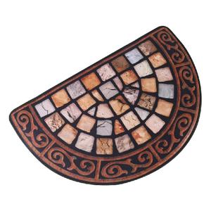 Half Circle Door Mat Outdoor, Front Door Rug Indoor Outside Entrance, Absorbent Heavy Duty Doormat Non Slip Backing, Half Round Rug for Entryway, 17x30, Brick Print