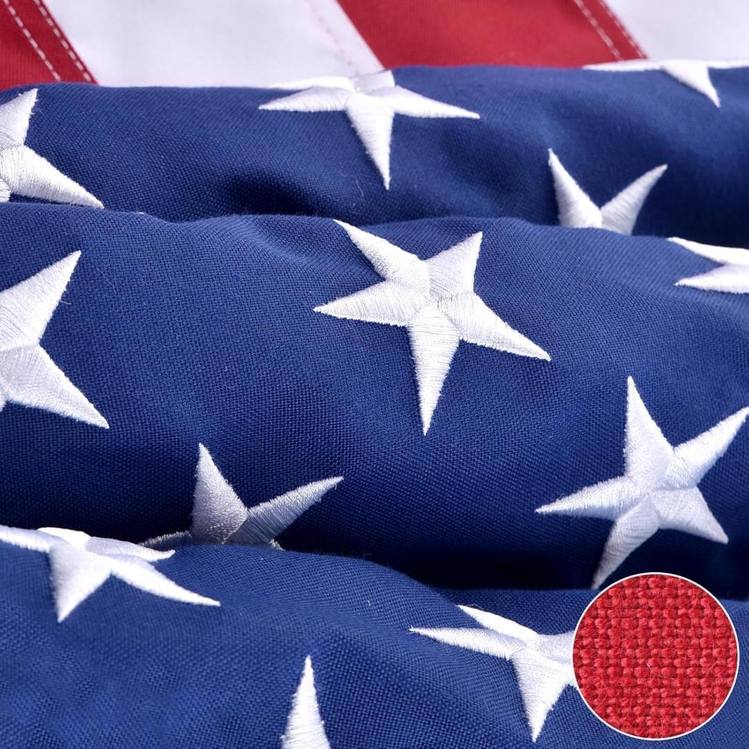 American Flag for Outside 4x6 FT, Deluxe Heavy Duty Spun Polyster, TearProof and Waterproof Super Tough Series, All Weather High Wind USA US Flag with Embroidered Stars, Sewn Stripes, Brass Grommets