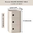 3 Tier Square Nightstand with Drawers, Beige Square Side Table Small Plastic Storage End Table for Bedroom, Living Room, Bathroom, 22.6IN