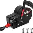 X-BULL Heavy Duty Boat Trailer Winch 3500 LBS 32FT Strap New Upgraded Quick-Connect Handle and Enclosed Housing, 2-Way Ratchet 4:1/8:1 Gear Winch for Boat, Truck, Trailer, RV, ATV, Jet Ski