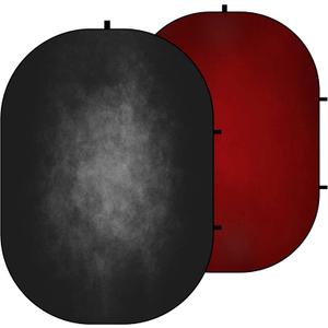 Kate 5x6.5ft(1.5x2m) Collapsible Backdrop Red Black Texture Pop up Backdrops Abstract Reversible Portrait Photography Backgrounds for Photo Video Meeting