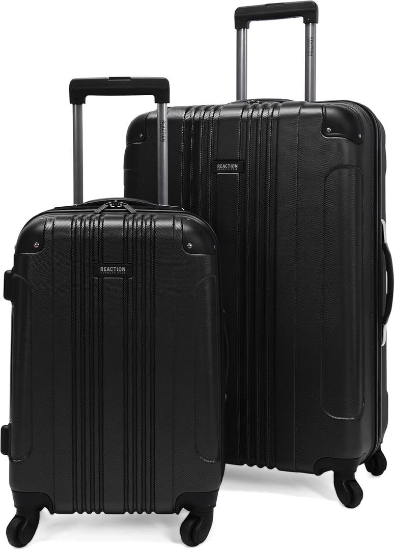 Kenneth Cole REACTION Out of Bounds Lightweight Hard shell 4-Wheel Spinner Luggage, Midnight Black, 2-Piece Set (20" & 28")
