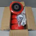5 Inch Polyurethane Caster Wheels- Polyurethane on Polyolefin Core Wheel with Double Roller Bearing, Casters Set of 4 Heavy Duty with 4000 lbs Capacity, Use for Handling, Industrial Trolleys