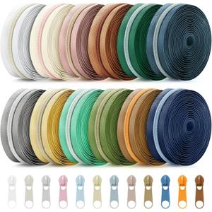 Solsew 12 Pcs 60 Yards Colourful Zippers for Sewing #5 Nylon Contrasting Colors Assorted Zipper by the Yard with 120 Sliders for Women Men DIY Tailor Bag Garment Crafts Supplies (Morandi Color)