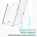 Viymgit Brochure Holder Stand, 2 Pack 4 inches Acrylic Pamphlet Display Stand Wall Mount/Countertop, Clear Plastic Trifold Rack Card Holder for Organizer Flyer, Leaflets, Document, Literature