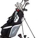 Precise M5 Men's Complete Golf Clubs Package Set Includes Titanium Driver, S.S. Fairway, S.S. Hybrid, S.S. 5-PW Irons, Putter, Stand Bag, 3 H/C's