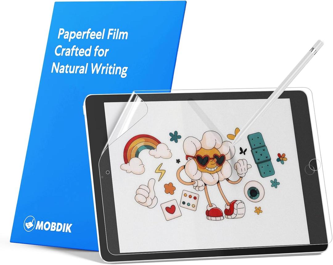 MOBDIK 2 Pack Paperfeel Screen Protector Compatible with iPad 9/8/7 (10.2 Inch, 2021/2020/2019, 9th/8th/7th Generation), Crafted for Natural Writing, Anti Glare with Easy Installation Kit