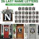 Last Name Welcome Sign for Front Door Wreath All Year Round Decorations Front Porch Decor Hanging Gift for Farmhouse Home Outdoor and Indoor (N)