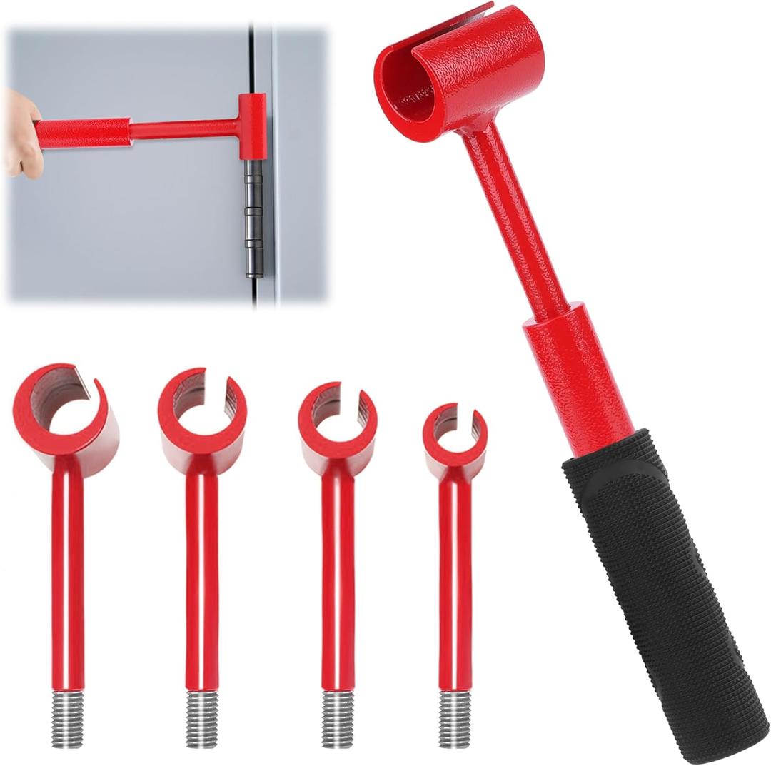 ASIEIT Upgraded 4 in 1 Door Hinge Adjustment Tool with Thread, Multi-Size Universal Door Gap Adjustment Tool for Residential & Commercial, Durable Hinge Gap Adjusting Wrench for Door Cabinet Alignment (Dark Red-4P)