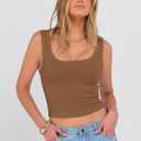 ANRABESS Tank Tops for Women Scoop Neck Crop Sleeveless Top Summer Going Out Basic Tee Cute Ribbed Slim Shirts Clothes 2026 (Brown, S)