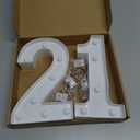 White Decorative LED Light Up Numbers, 8.8 Inch Marquee Number Signs for 21st Birthday Party, Anniversary, Wedding, Backdrop, Battery Operated Lights, Table Decoration