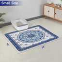 Cat Litter Mat, Reusable Kitty Litter Trapping Mat 2 PCs, 24"x18" Washable Litter Mats for Cats, Waterproof & Non-Slip Compatible with Cat Box (Indigo Blue Medallion, 24"x18"(2 PCS))