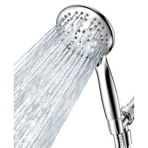 High Pressure Shower Head with Handheld, JDO 6 Spray Settings Handheld Showerhead, 4.3" High Flow Rain Showerhead Set with 59" Stainless Steel Hose and Adjustable Bracket for Bathroom, Gym, Hotel