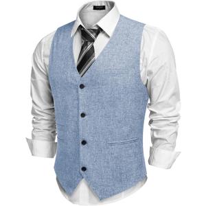 COOFANDY Men's Casual Business Vests Lightweight Waistcoat Slim Fit Suit Vest (Large)