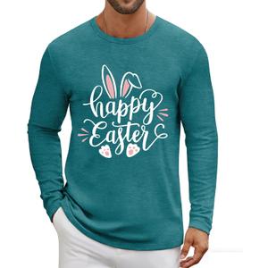 LAZYCHILD Easter Shirts for Men: He is Risen Shirt Christian Easter T-Shirt Easter Long Sleeve Gifts Tee Tops (Large, Cyan)