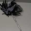 MYSEUNI 2025 New Masquerade Mask for Women with Stick - Shiny Women's Feather Mardi Gras Venetian Mask for Costume Accessory