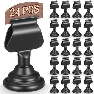 Kathfly 24 Pcs Metal Table Number Holders 1.7 inch Mini Place Card Holders Bulk Harp-clip Table Sign Stands Card Holder Display Picture Memo Notes Menu for Weddings Restaurants Birthday Decor (Black)