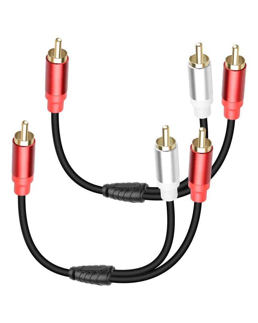 GELRHONR 2Pack RCA Splitter, 1 Male to 2 Male RCA Y Splitter Y Adapter Cable for Subwoofers, Home theaters, Speakers, HDTVs and More 30cm (1Male to 2 Male Black)