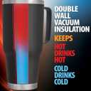 XPAC Double Vacuum Wall Stainless Steel Tumbler with Lid, 64 Ounce, With Handle, Black, Fits in a 4" Wide Car Beverage Holder