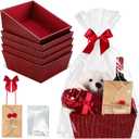 Wonderjune 20 Pcs Valentines Day Gift Baskets Empty To Fill Baskets For Gifts Empty With Gift Bag Bow Valentines Gifts Storage Basket Bulk for Wedding Party Wrapping (Wine Red)