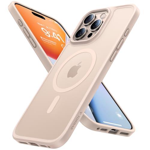 TORRAS Stronger Magnetic & Shockproof for iPhone 16 Pro Case, Military Grade Drop Protection, Compatible with MagSafe, Case for iPhone 16 Pro Slim, Translucent Matte White Back/Desert Titanium Edge
