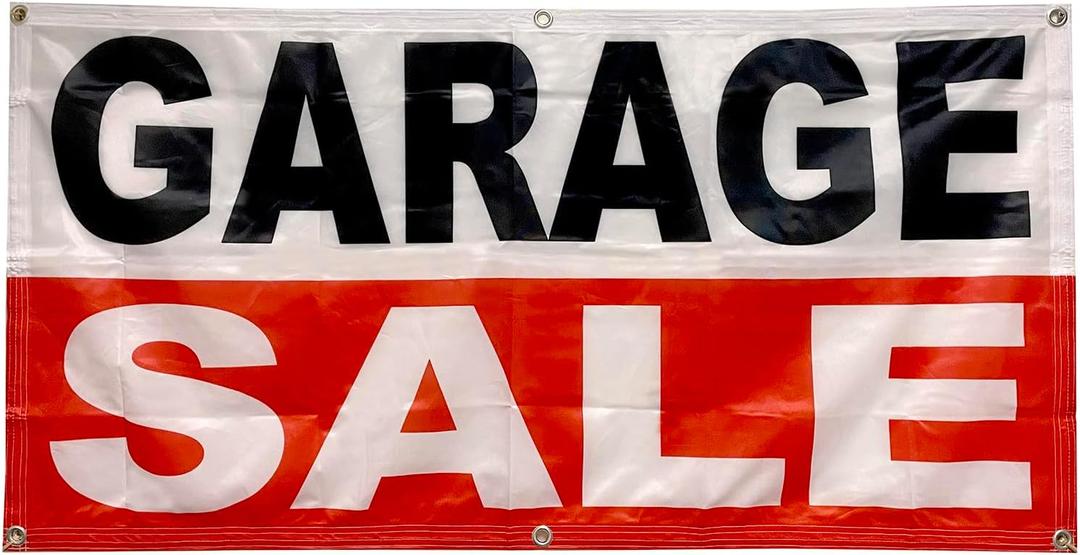 4 Less Co 2x4 Feet GARAGE SALE Banner Sign Fabric Polyester 