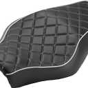 Motorcycle 2-Up Driver Passenger Seat Cushion Pad Leather Seat Replacement for Harley Davidson Sportster XL 883N XL1200C 48 72 2010-2016Diamond Pattern