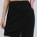 SOLY HUX Women's Plus Size High Waist Elastic Slit Sexy Stretch Fitted Bodycon Mini Skirts (Black, S)