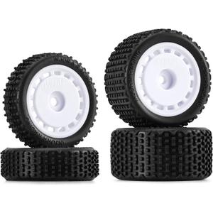 INJORA Pre-Mounted Pin Buggy Tires & Wheels for 1/24 Losi Micro-B, 4pcs(White)