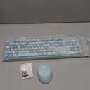 Wireless Keyboard and Mouse Combo, Ergonomic Full Size Typewriter Retro Round Keycaps Keyboard, Compatible with Windows, PC, Perfer for Home and Office Keyboards (Blue