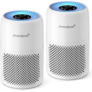 AromaRoom 1 Pack Air Purifiers for Bedroom, H13 HEPA Air Purifier for Home with Aromatherapy, Portable Air Cleaner for Smoke, Allergies, Pet Hair Dander, Odor, Dust, RGB Night Light, AP100-C (White)