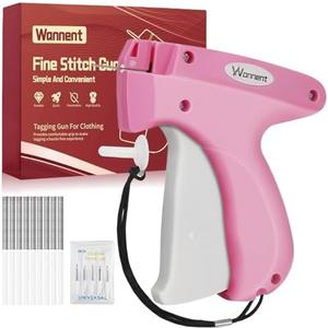 Stitch Gun for Clothes Stitchy Tagging Gun for Clothing Stitchy Quick Clothing Fixer -Includes 1,000 Black Fasteners & 1,000 White Fasteners & 6 Needles(hotpink+White)