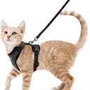 rabbitgoo Cat Harness and Leash for Walking, Escape Proof Soft Adjustable Vest Harnesses for Cats, Easy Control Breathable Reflective Strips Jacket, Black, S