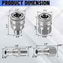 Pressure Washer Quick Connect 3/8 Inch,Stainless Steel Male and Female 3/8" NPT Thread Quick Connect Hose Fittings Adapter, 8 Pieces