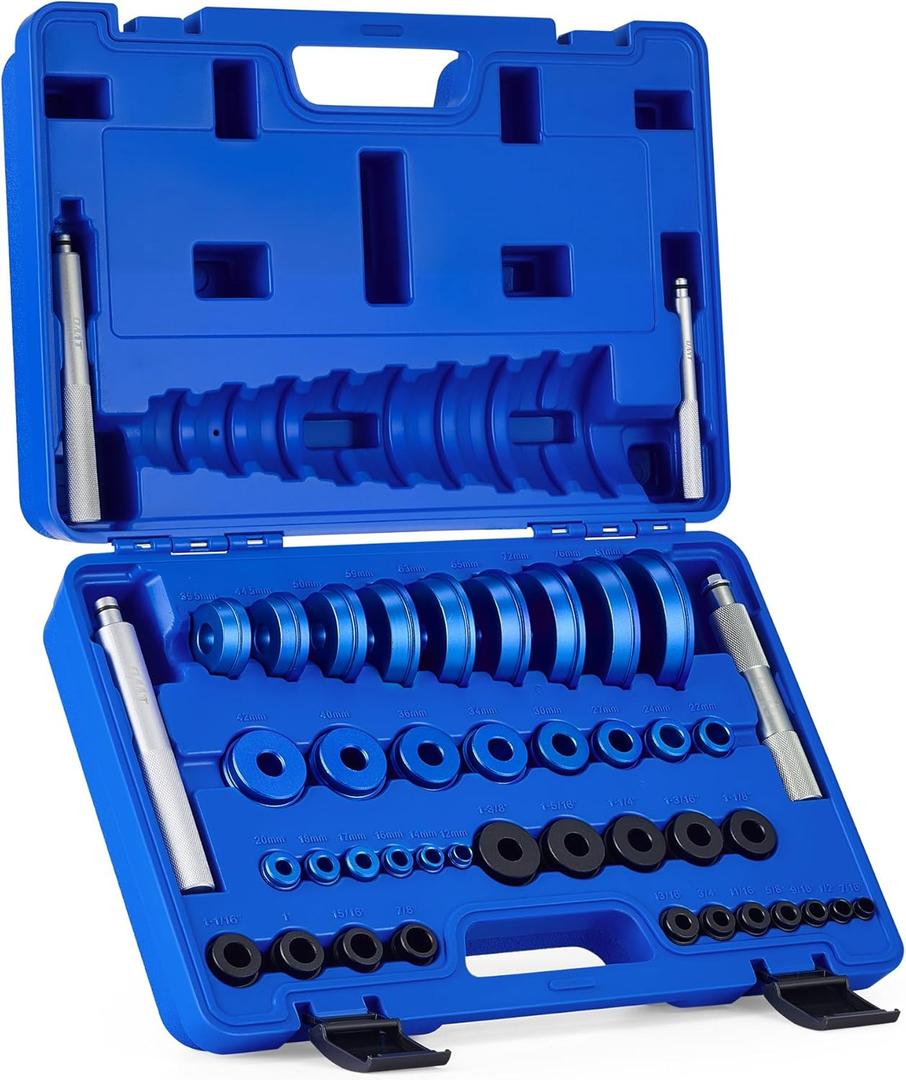 Orion Motor Tech Bearing Press Kit, 43pc Bearing Race and Seal Driver Set, Seal Installer Kit with 23 Metric & 16 SAE Adapters, Bushing Driver Set with 4 Handles for Bearing Installation
