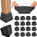 16Pcs Non Slip Square Chair Leg Protector - Non Skid Furniture Grippers, Anti-Slip Silicone Furniture Feet Caps, (Black, Fit:1.26-1.54").