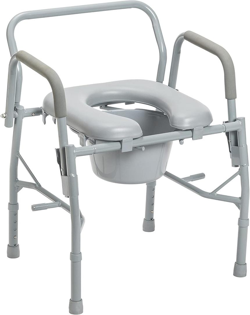 Drive Medical 11125PKSD-1 Commode Chair for Toilet with Padded Seat and Arms, Gray