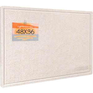 Lightomorrow Large Bulletin Board - 48 x 36 Inches, Decorative Felt Pin Board for Wall - 4' x 3' Foldable Photo Display Board with Self-Adhesive Tape, Includes 20 Push Pins - Oatmeal, 4836 inches