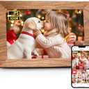 Frameo 10.1" Digital Picture Frame, Smart WiFi Digital Photo Frame with 1280x800 HD IPS Touch Screen 32GB Memory Auto-Rotate Wall Mounted, Share Photos/Videos from Phone Anywhere - Brown