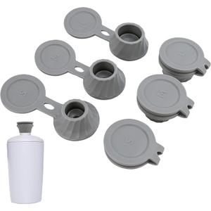 6pcs Bottle Emptying Kit Cap for Upside Down Dispenser Shampoo Lotion, Saver Flipping Set with 3 Size 0.7'' 0.9'' 1.1'' Adapter Transfer Connector, Inverted Every Drop Out Of Kitchen Condiments (Grey)